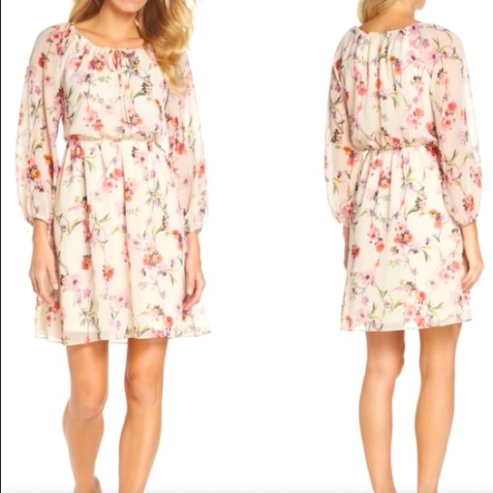 Adrianna Papell Cream Floral Dress